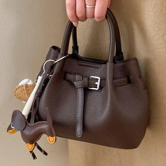 Whimsical Dachshund Bag Charm Baseball & Chocolate Details Statement Keychain - Picture 4 of 6